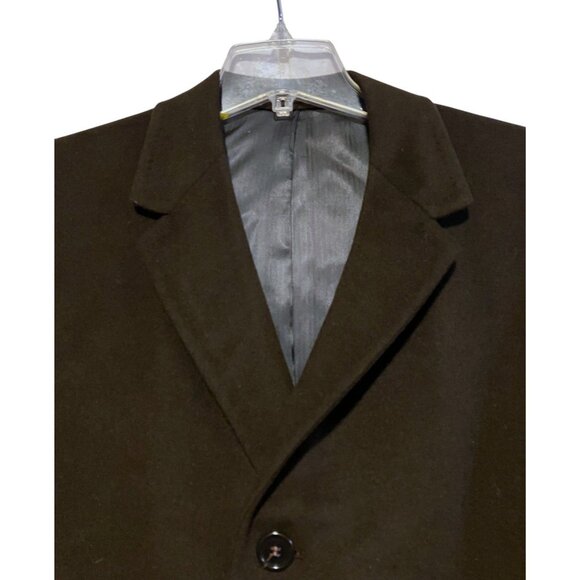Vintage Mens Cashmere Blend Overcoat L Coat Jacket Single Breasted Neutral - Picture 2 of 10